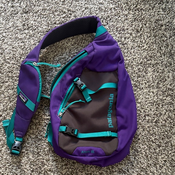Patagonia Purple and Teal Atom Sling Bag - Picture 1 of 1